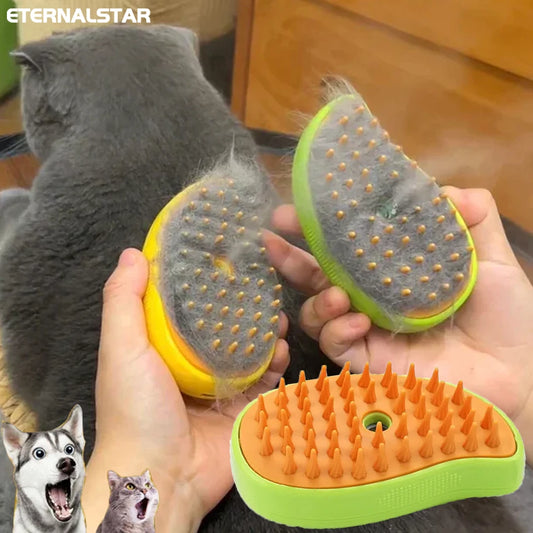 Cats & Dogs Steamy Brush - Pet Grooming tool Shedding 3 in 1 Electric Sprays Massage Combs