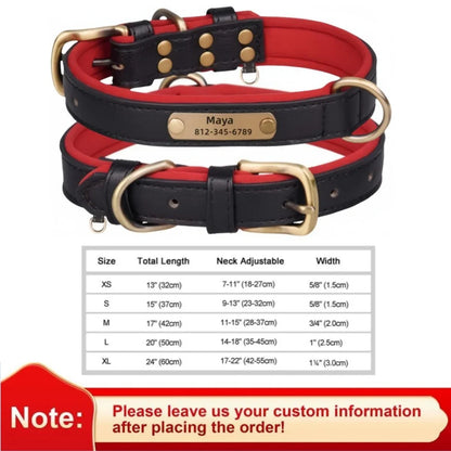 Personalized Leather Custom Dog Collar Soft Padded
