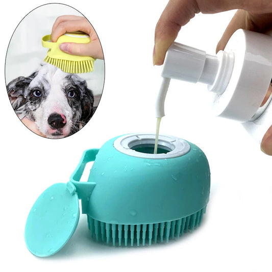 Bathroom Puppy Big Dog & Cat Bath Massage Gloves Brush Soft Safety Silicone