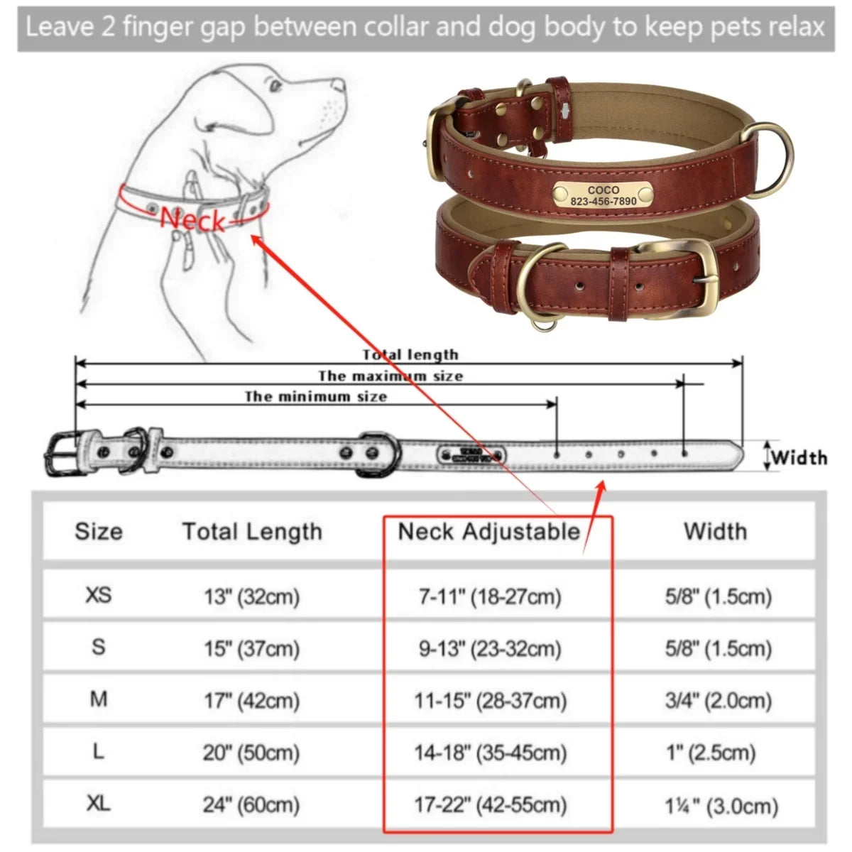 Personalized Leather Custom Dog Collar Soft Padded