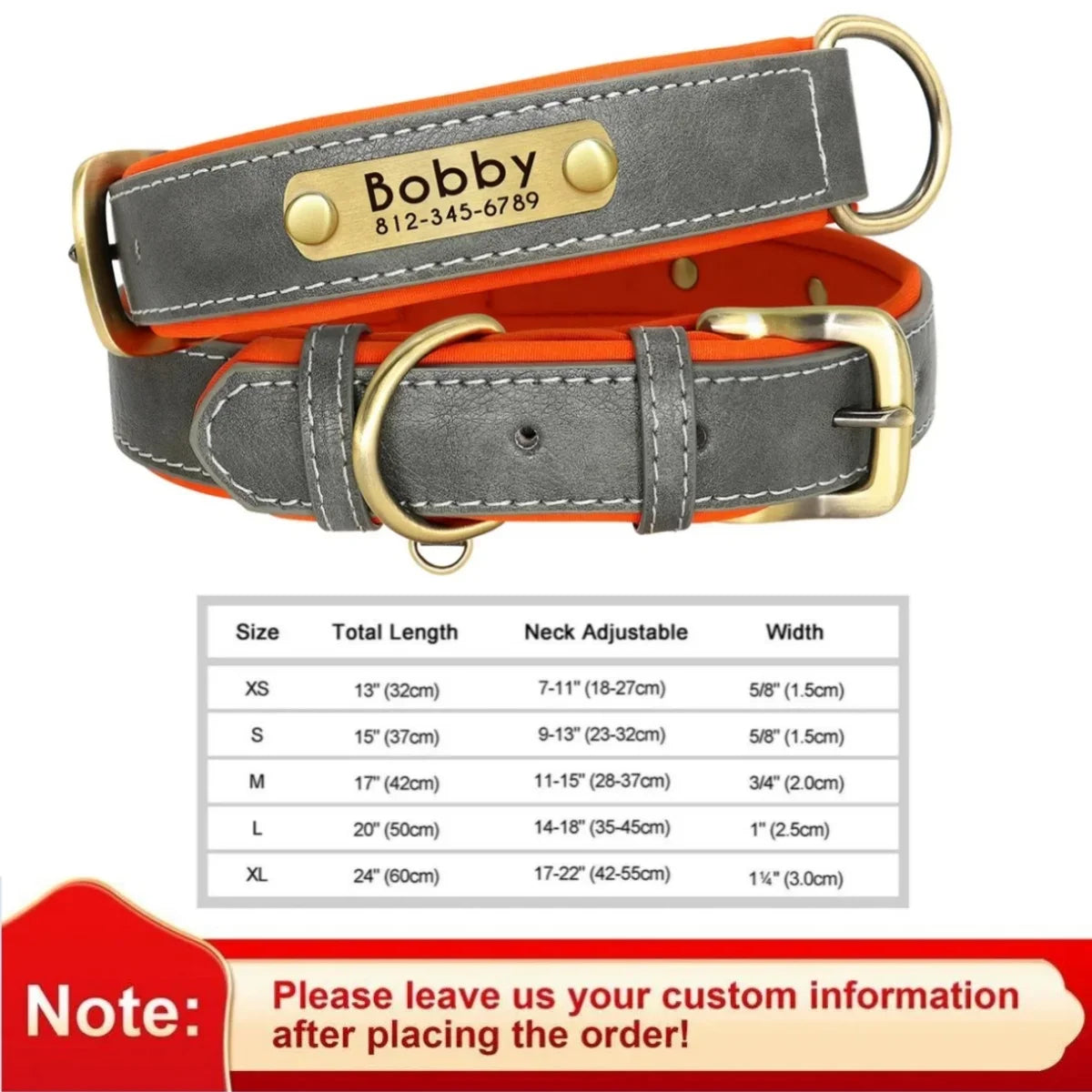 Personalized Leather Custom Dog Collar Soft Padded