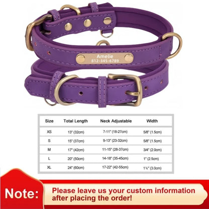 Personalized Leather Custom Dog Collar Soft Padded