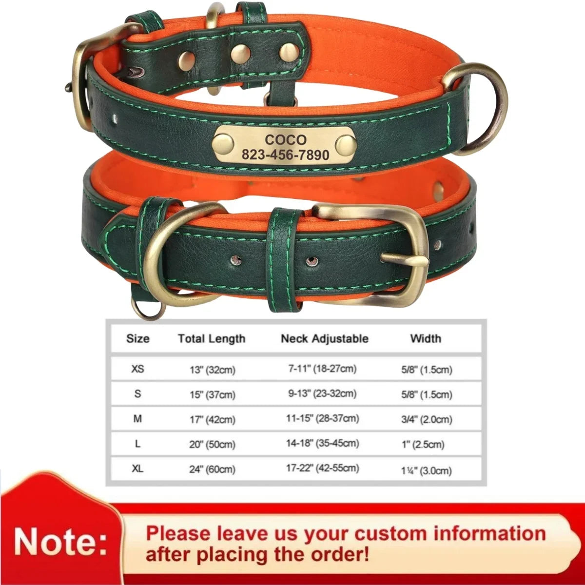 Personalized Leather Custom Dog Collar Soft Padded